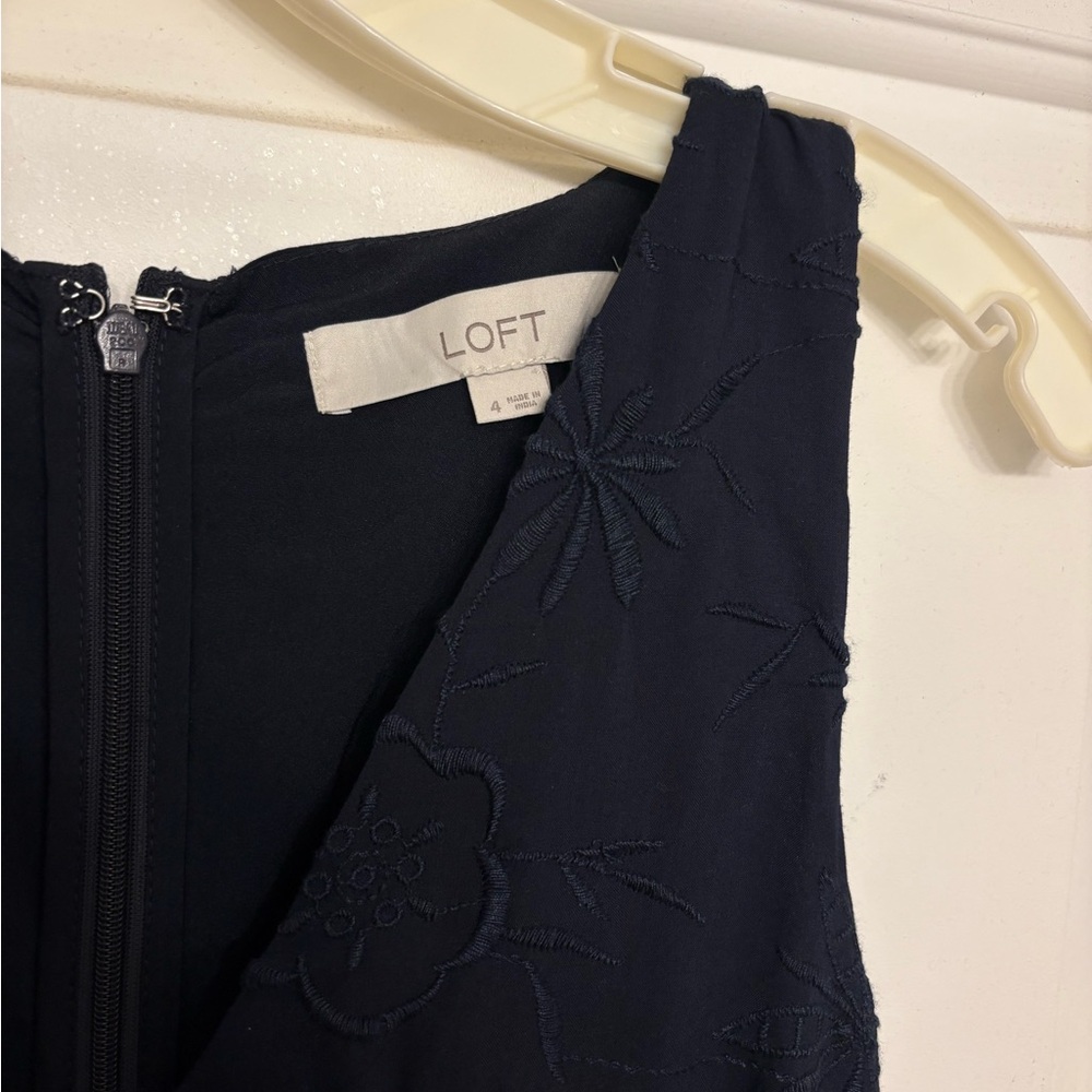 LOFT Midnight Blue Floral Midi Dress - Picture 3 of 3